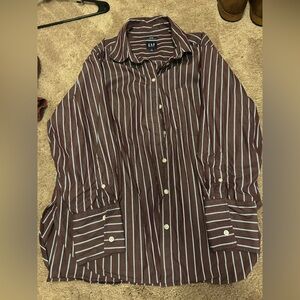 GAP Women’s Big Shirt. Purple and White Striped Shirt